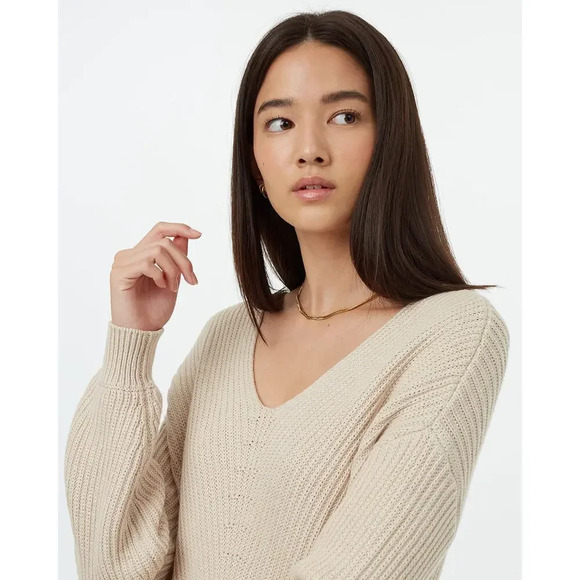 10 Tree Womens Highline V-Neck Cotton Knit Sweater Dress M - Picture 3 of 9